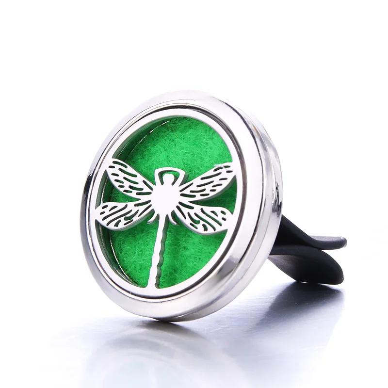 

Silver Dragonfly Car Clip Perfume Essential Oil Diffuser Stainless Steel Car Air Outlet Freshener Decoration Aroma Locket 316L