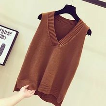 Женский свитер, жилет на весну и осень, новинка, свитер без рукавов для студентов, верхняя одежда без подкладки