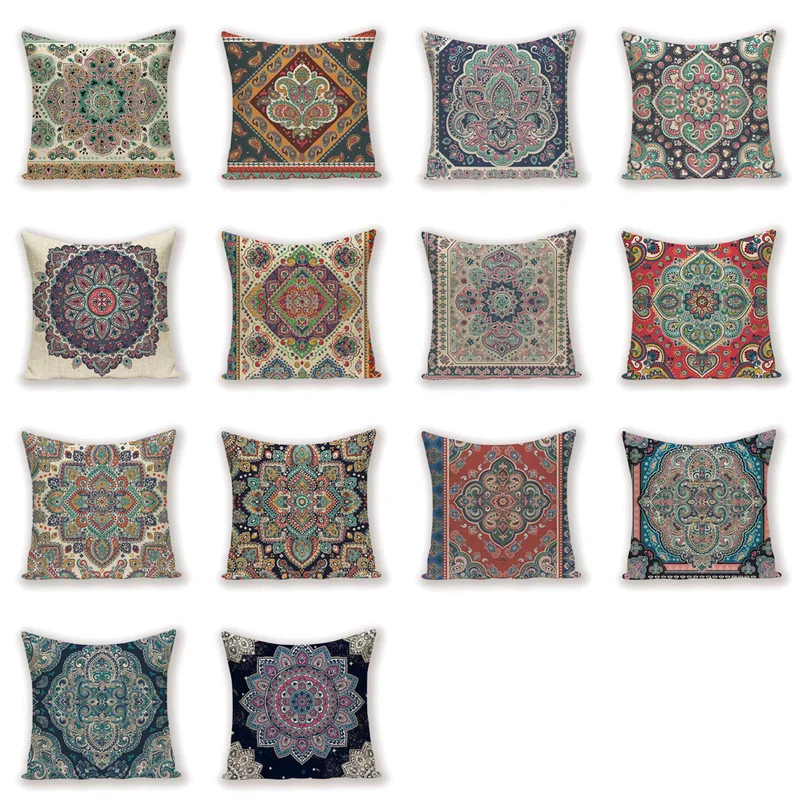 

Vintage Decor Throw Pillow Case Shabby Chic Farmhouse Decorative Cushion Covers Flax Pillow 45 * 45 Bohemian Pillow Covers