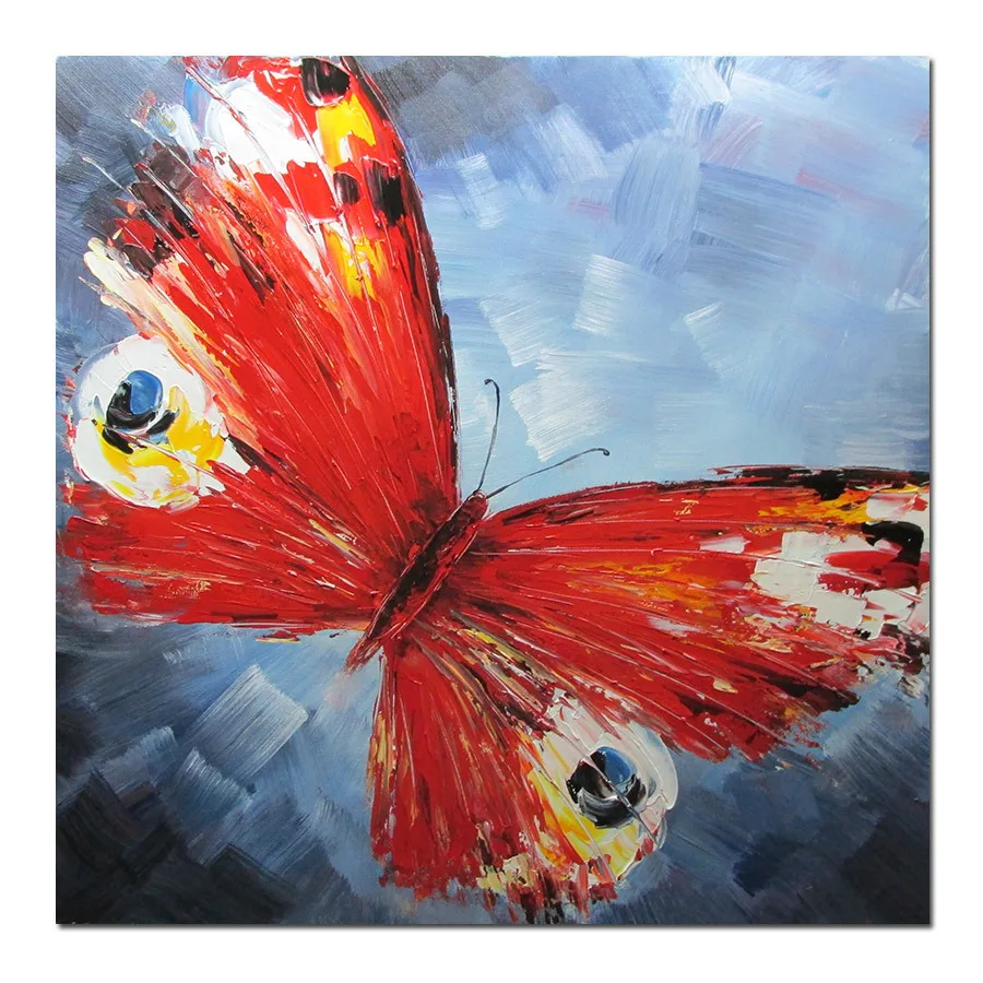 

handmade oil painting on canvas modern 100% Best Art Red butterfly oil painting original directly from artis XD1-271