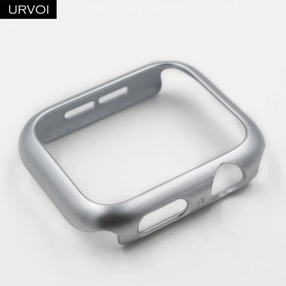 URVOI чехол для apple watch series 4 5 чехол для iwatch протектор пластиковый бампер Тонкий чехол ремешок 40 44 мм - Цвет: Silver