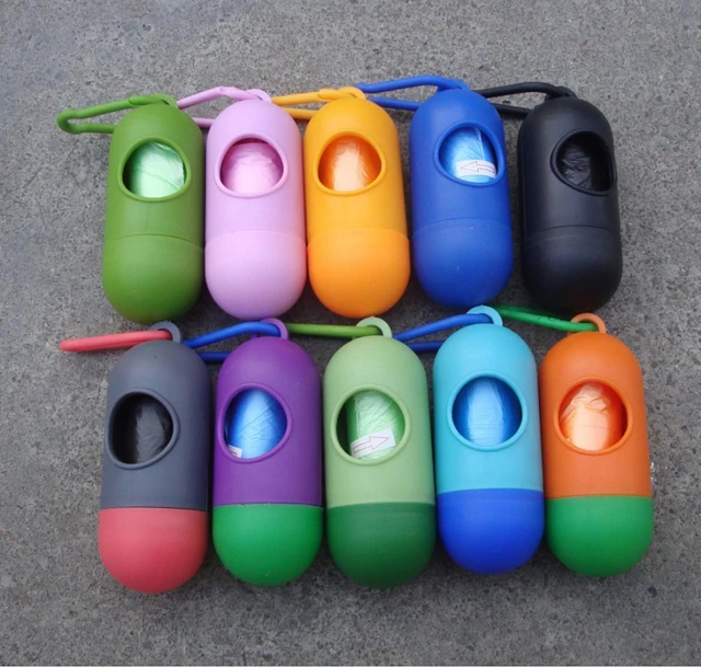 20pcs/lot Pill Shape Pet Dog Clean up Bags Dispenser Waste Garbage Bags Carrier Holder Dispenser Poop Bags Set Waste Poop Bag