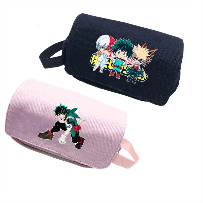 

My Hero Academia Midoriya Izuku Canvas Stationery Pen Pencil Bags Cartoon Charge Coin Pocket Multifunctional Travel Organizer