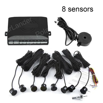 

Car Front And Rear Parking System 8 Sensors Reverse Backup Radar kit Auto Parkig Assistance Round Shape