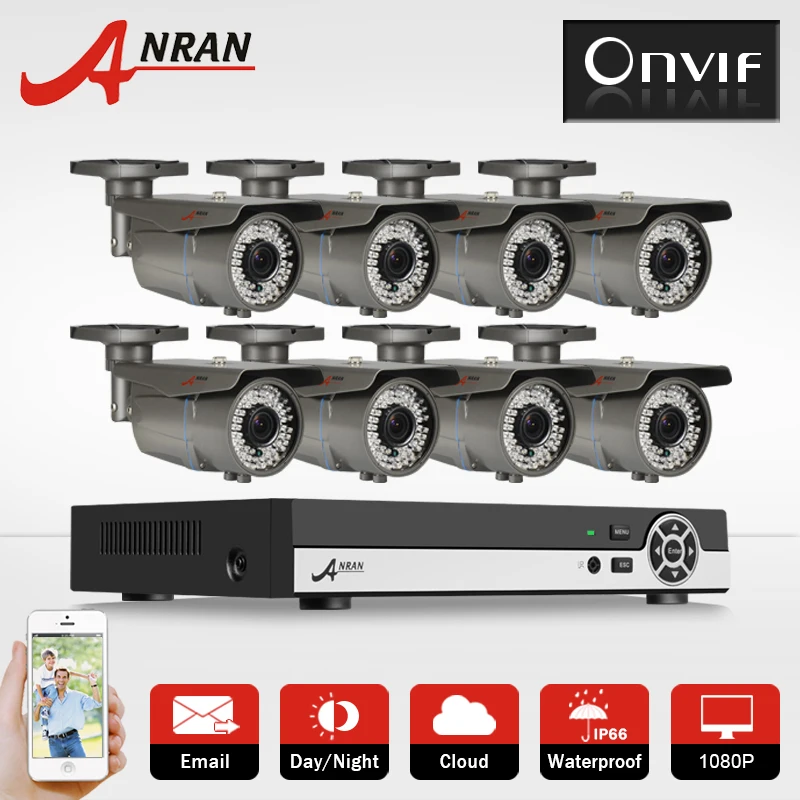 

Onvif 8CH CCTV System NVR Kit 2.0 Megapixel 1080P COMS 25fps Bullet IP Waterproof IR CCTV Network Surveillance IP Camera 3TB HDD