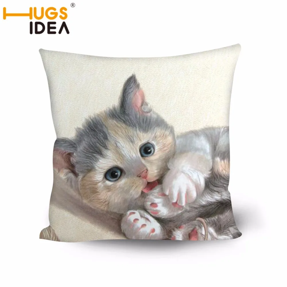 Hugsidea Lovely Pet Cat Designer Cushion Cover Sofa Pillow Case