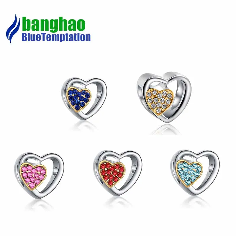 

1pc plata de ley 925 Heart - shaped alloy large hole beads retro bracelet bead retro charm wholesale charms CTB481
