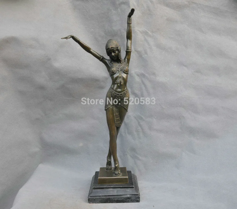 

20" Bronze Ancient Egypt The Woman Girl Warrior Samurai Sculpture Statue