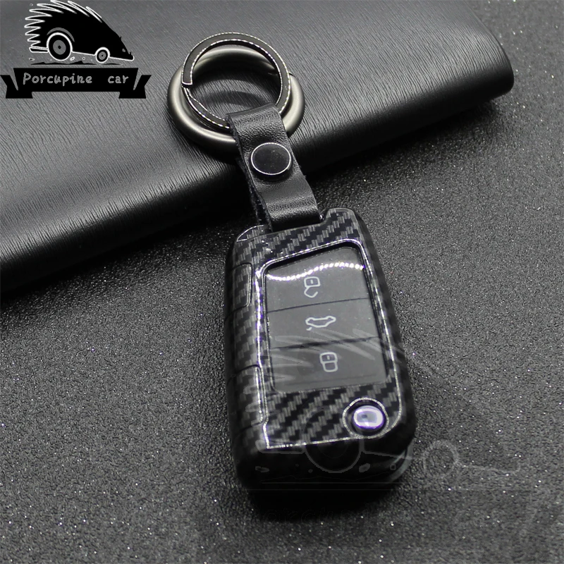 

Plastic Carbon Fiber key Case For VW Polo Golf 7 Tiguan For Skoda Octavia Kodiaq Ateca Karoq For SEAT Leon Ibiza