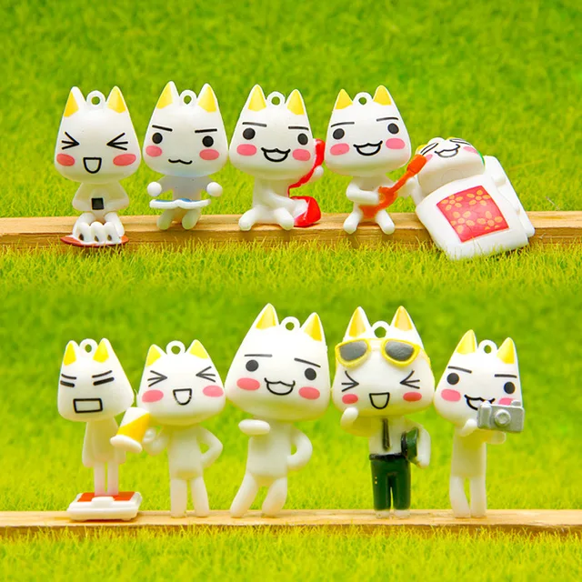 10 pcs lot hot cute cat kitty action figures cartoon toys anime anime christmas party