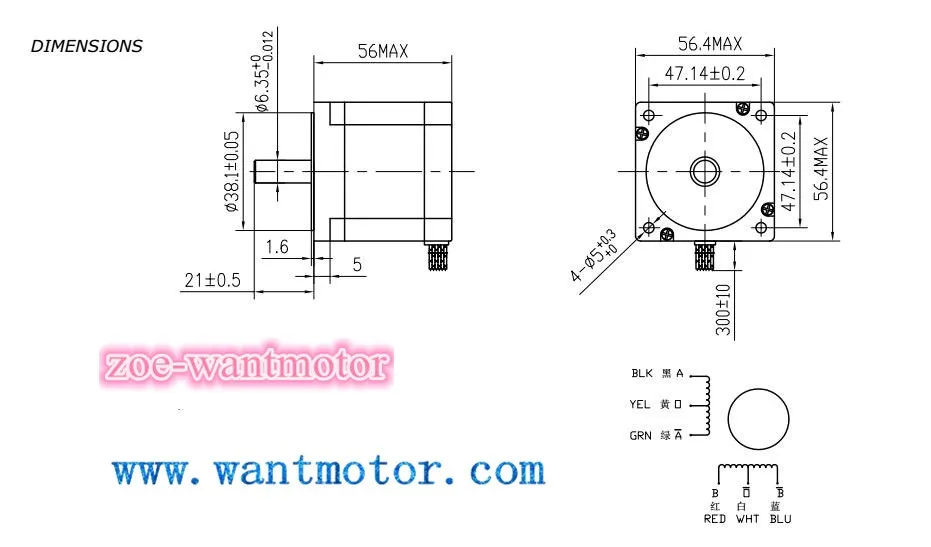 Хорошее качество! 5 шт. Nema 23 Wantai шаговый двигатель 57BYGH420 127oz-in 2A ce, iso, rohs 3d принтер RepRap