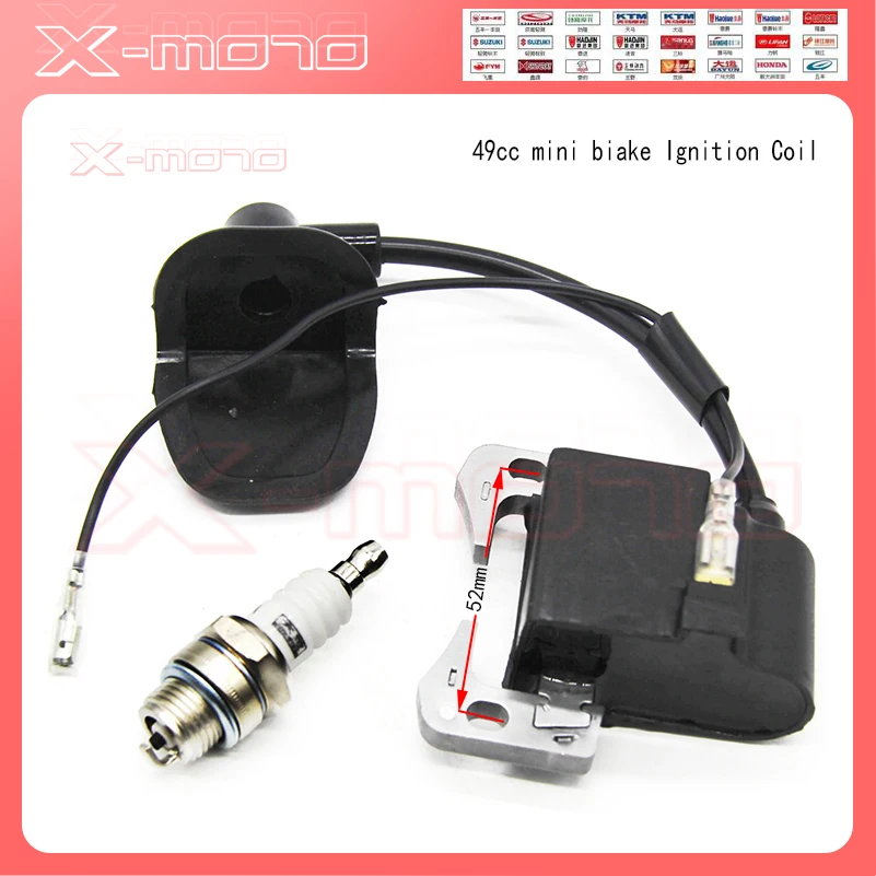 Катушка зажигания для 43cc 47cc 49cc Mini Quad Pocket Dirt Bike ATV 2 тактная часть двигателя с свечей