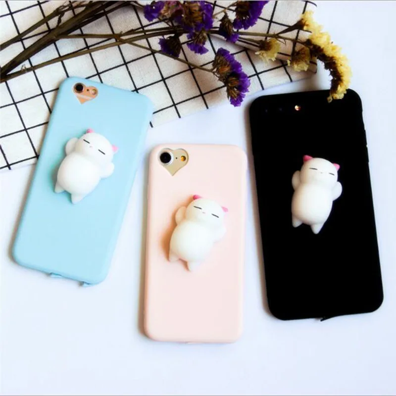 Cute White Cat Squishy Silicone Phone Case For iphone 5 5s