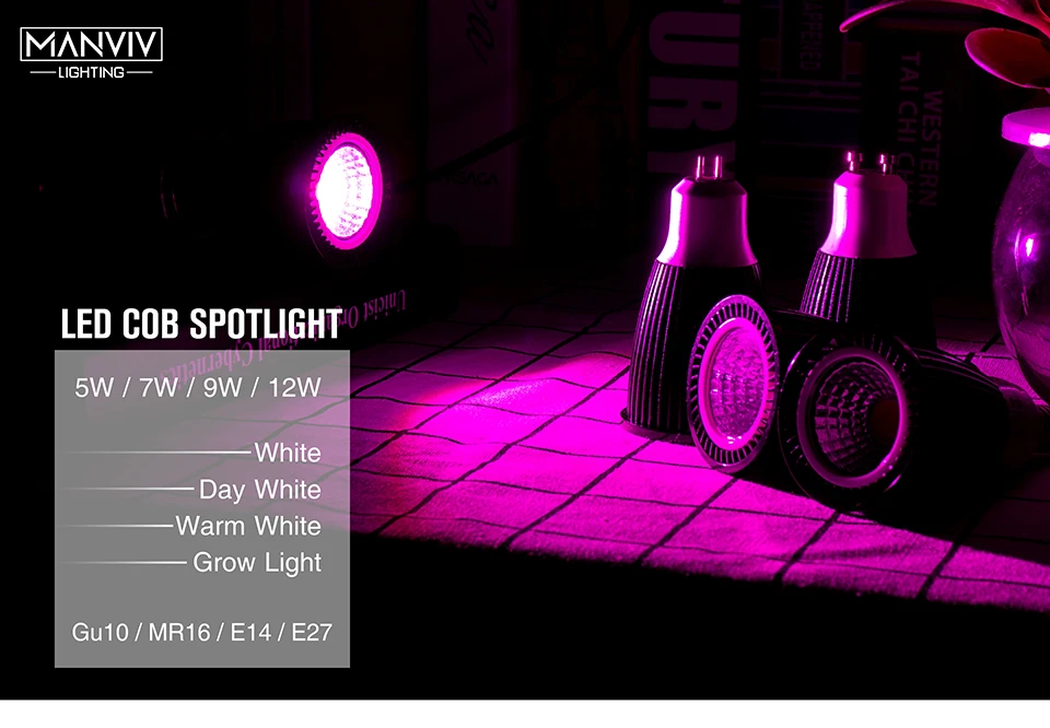 Lâmpada de Altura Espectro Completo Spotlight Bulbo gu mr E27 E14 5 w 7 9 12 Foco Brilho Interior Crescente Dia Quente Pçs - Lote Led 2 Cheap Luzes LED crescimento plantas
