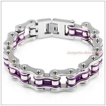 

8.86"*19mm 120g Huge Heavy Cool Mens Boys Bracelet Bangle 316L Stainless Steel Silver Motorcycle Chain Biker Jewelry Red Purple