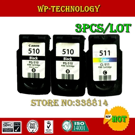 2Bk + 1C, 3 Pz, Vestito Cartuccia Rigenerata Per Pg510 Cl511, Vestito Per Canon Mp240 Mp250 Mp260 Mp270 Mp280 Mp480 Mp490