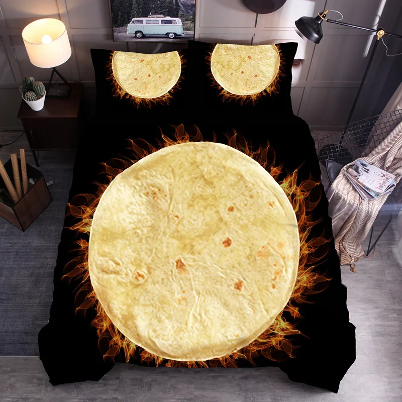 

Comfort Food Creations Biscuits Burrito Wrap Novelty 3D Bedding Set Printed Duvet Cover Set Queen King Size for Adult Children