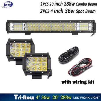 

2x4"36W Spot+1x20"288w combo beam 3-row Led Work Light IP67 waterproof 4x4 offroad car boat straight truck LED light bar 12v 24v