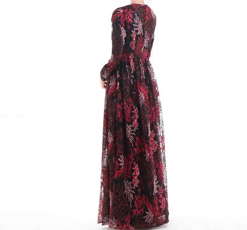 Вышивка женское длинное платье Абая Мусульманский арабский джилбаб Макси исламский халат вечерние коктейльные тонкие Дубай Роскошные платья Рамадан Мода