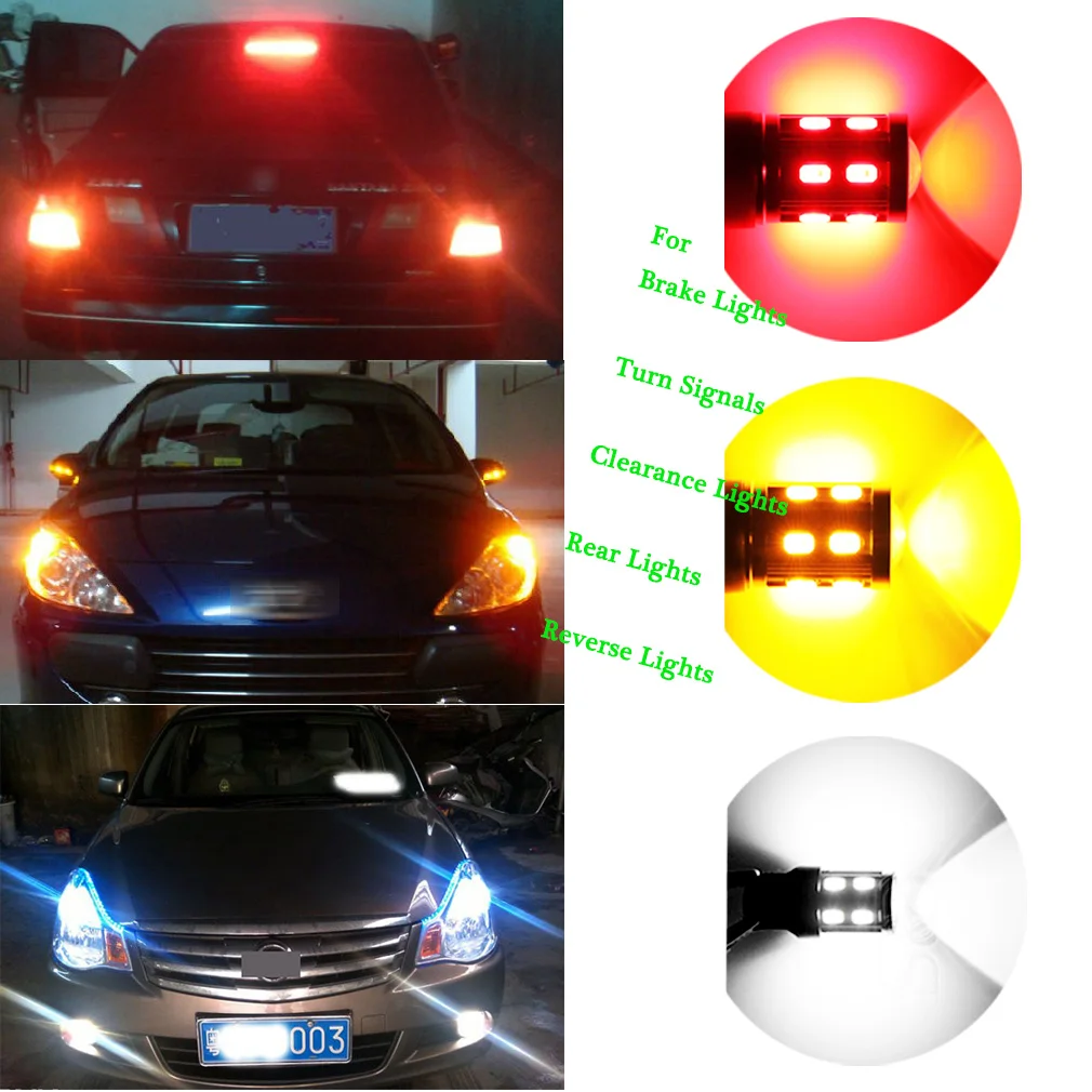 S& D Автомобильные фары 7443 7440 3157 3156 1156 1157 BA15S BAY15D светодиодный лампы Белый W21/5 Вт высокой мощности Мощность стоп-сигнал поворота авто лампы 12V