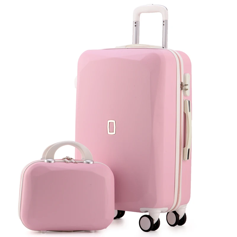 New 20"22"24"26"carry on Suitcase vs handbag Girl and kids pink purple