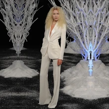 Ivory Women Tuxedos Shawl Lapel Female Trouser Suit Ladies Office Uniform Elegant Pant Suits One Button Women Business Suits Ivory Women Tuxedos Shawl Lapel Female Trouser Suit Ladies Office Uniform Elegant Pant Suits One Button Women Business Suits