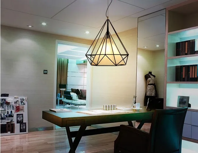 birdcage chandeliers Scandinavian modern minimalist art pyramid iron chandelier creative restaurant lights (9)
