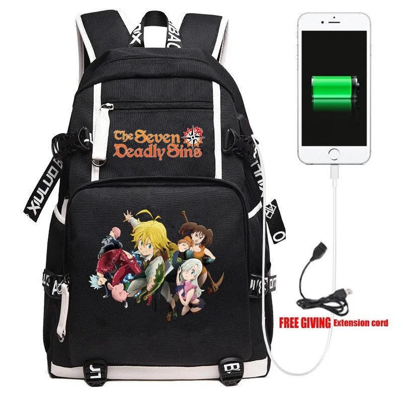 Рюкзак из аниме The Seven Deadly Sins для путешествий, сумки на плечо для ноутбука, косплей, детский подростковый школьный рюкзак с героями мультфильмов, школьные сумки рюкзак
