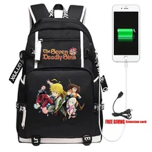 Рюкзак из аниме The Seven Deadly Sins для путешествий, сумки на плечо для ноутбука, косплей, детский подростковый школьный рюкзак с героями мультфильмов, школьные сумки рюкзак