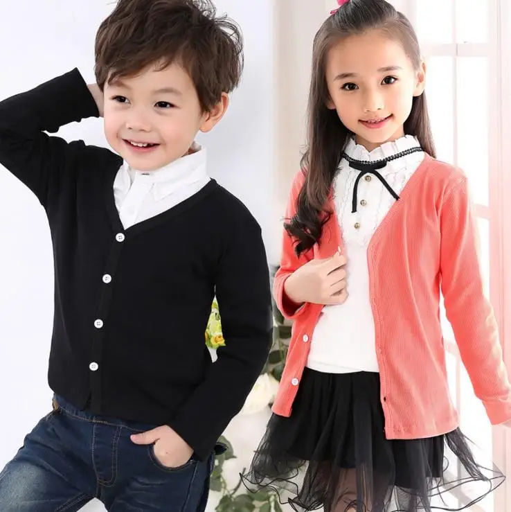 кардиганы для мальчиков однотонные свитеры с V образным воротом и длинным