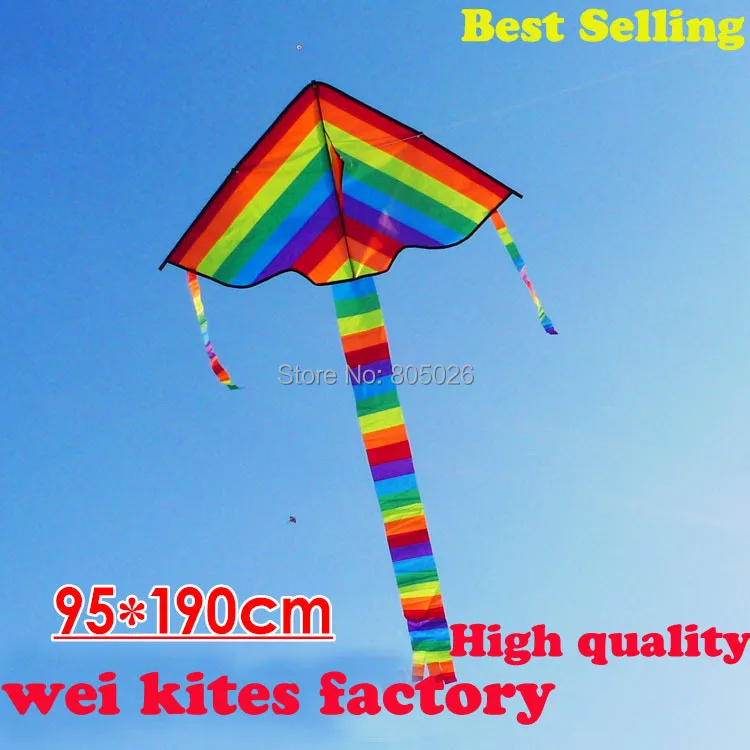 

Free Shipping high quality rainbow kite 2pcs/lot with flying tools Outdoor Fun Sports kite Factory Child Triangle Color Kite