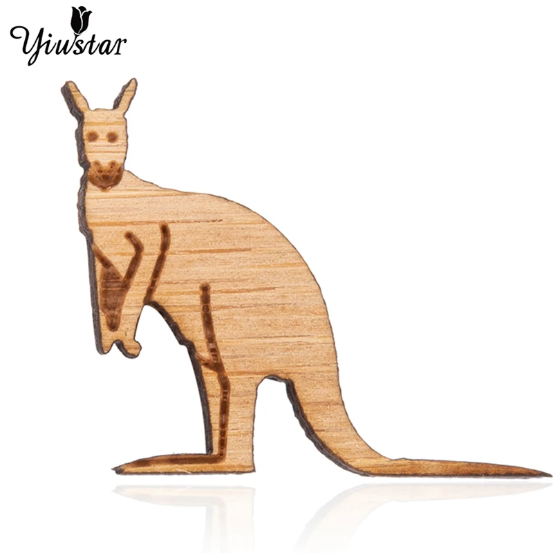 

Yiustar 2019 New Fashion Sweet Charming Kangaroo Wooden Brooch Pin Exquisite Woodland Lapel Pin for Women Kids Girls Party Gifts