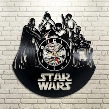 

Star Wars Death Star Darth Vader Luke Skywalker Movie Characters Vinyl Record Design Wall Clock - Decorate your home with Modern