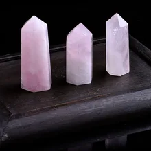 Bâton de réparation magique en cristal de Quartz Rose naturel, 1 pièce, Point d'ornement minéral, décoration de maison familiale, décoration d'étude, cadeau de bricolage