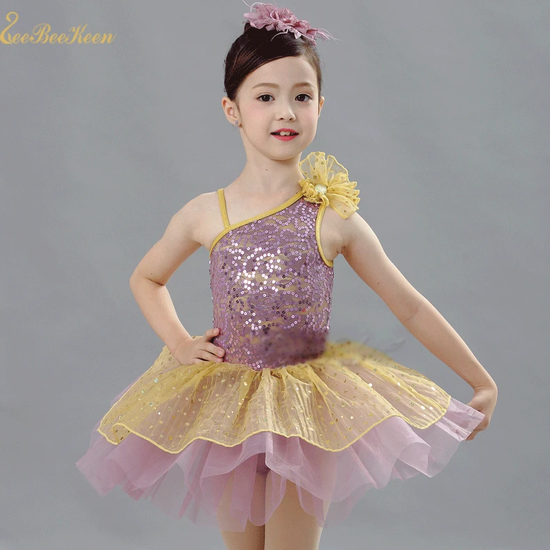 Vestido de Ballet con para niña y mujer, Ropa de baile para niño, disfraz de lentejuelas moradas para adulto, traje de actuaciones en - AliExpress