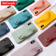 Socoupair мягкий силиконовый держатель для телефона чехол для iphone XR X Xs max 11 Pro Max чехол для iphone 7 8 6 6s plus ремешок на запястье задняя крышка