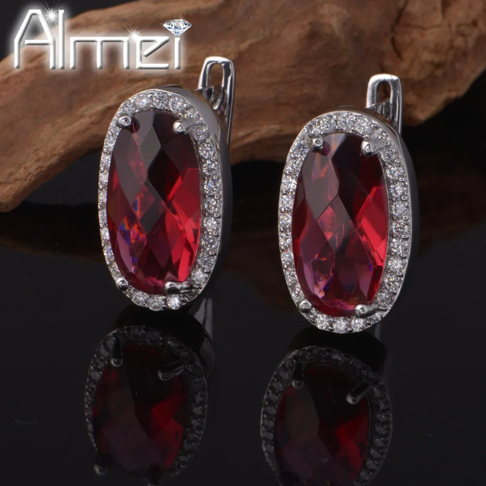 Женские серебряные серьги Almei с фианитом R197|women earrings|women fashion earringsbrincos |