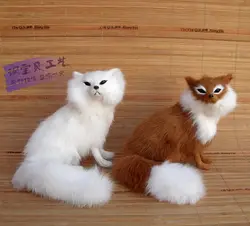 Моделирование животных корточках fox игрушки 15x16 см пушистый мех лисы полиэтилена и меха смолы ремесло, Украшения подарок h1503