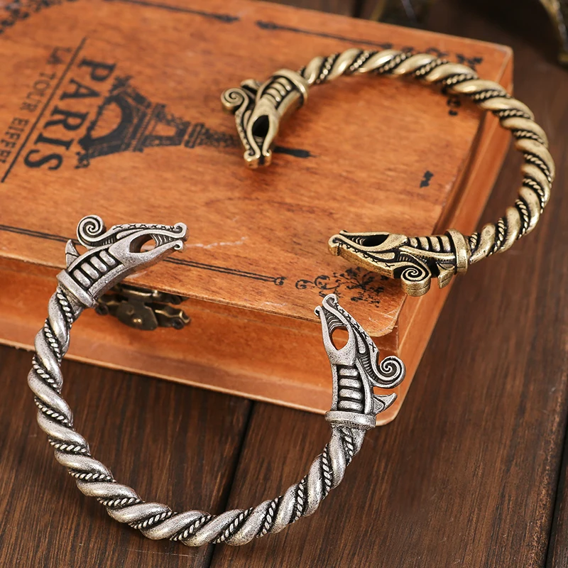 

Viking Dreki Wristband Celtic Dragon Bracelet Pagan Norse Bangle Nordic Cuff 5pcs