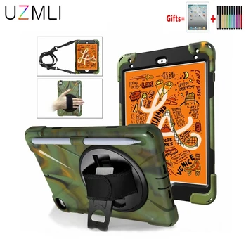 

360 Rotating Kickstand Case for iPad mini 4 mini 5 2019 7.9" shockproof Cover Funda Hand Shoulder Strap with Pencil Holder+Gifts