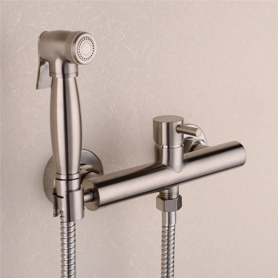 Brass Nickel Toilet Bidet Spray Hot Cold Mixer Valve With Hose Brass Nickel Toilet Bidet Spray Hot Cold Mixer Valve With Hose