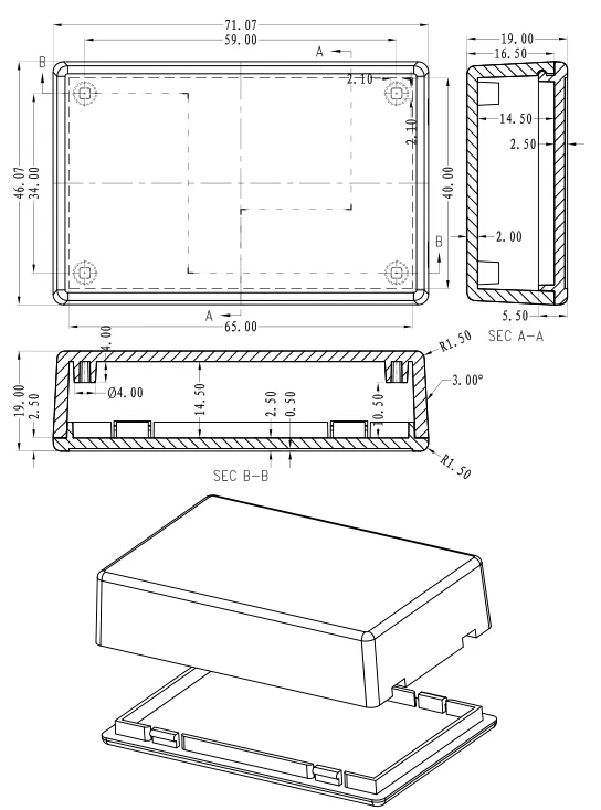 plastic enclosure for electronics control box szomk diy enclosure junction box plastic housing small abs instrument enclosure distribution box black plastic box enclosure electronics case    (1)