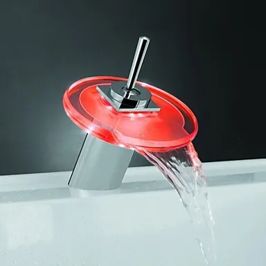 

Single Handle Temperature Sensor LED Waterfall Bathroom Basin Sink Faucet Tap ,Torneira Para De Banheiro