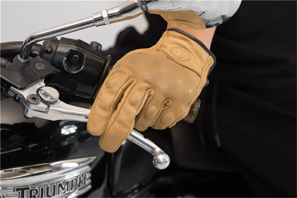 Рок байкерские классические ретро Мотоциклетные Перчатки Кожаные мужские Чоппер мото мотоцикл Кафе Винтаж полный палец перчатки