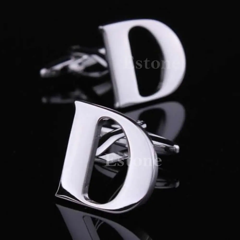 A40 Модные 1 пара от A до Z Оригинальные индивидуальные мужские серебряные запонки с инициалами - Окраска металла: D