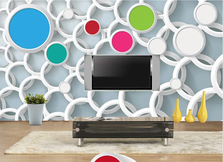 

Custom 3D wallpaper large murals personalized fabric wall paper bedroom living room TV sofa backdrop black circle colorful gray