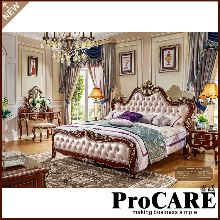 Роскошный европейский стиль мебель для спальни набор твердая резная деревянная панель кровати с балдахином производитель-Foshan cama slaapkamer meubels