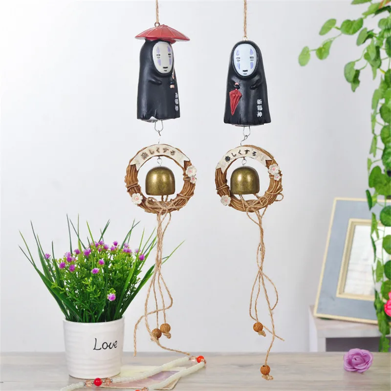 

1 Pc Lovely Studio Ghibli NO FACE Man Windbell Wind Chime Metal Bell PVC Action Figure Resin Collection Model Toy Doll Gifts