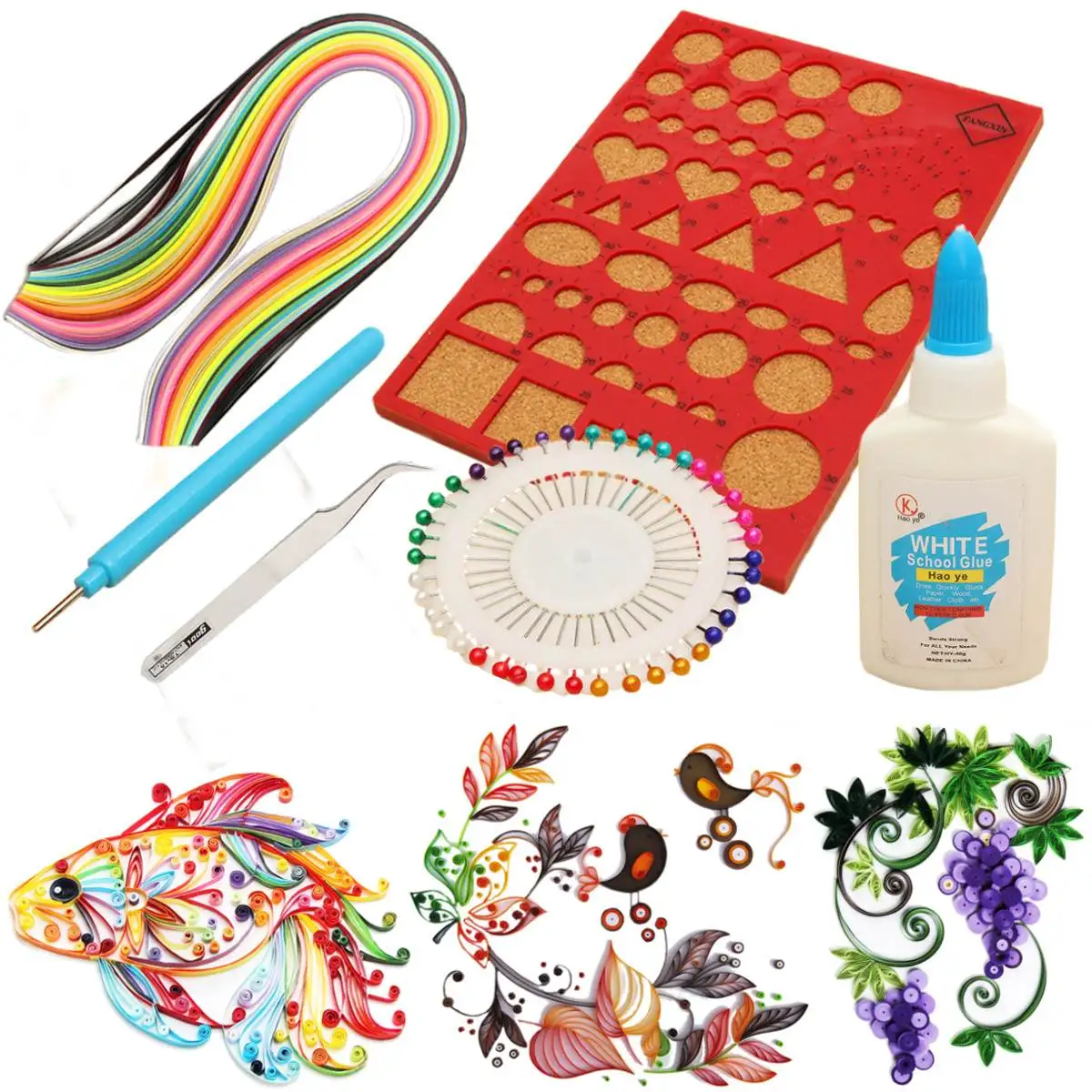 

1 Set Creations Paper Quilling Tools Kit Slotted Tools Pins Tweezer Board DIY Craft Card Slotted Tools Accessories