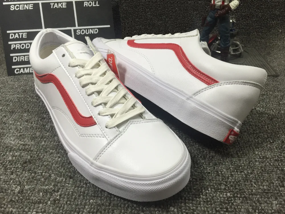 old skool vans white and red old skool vans white and red